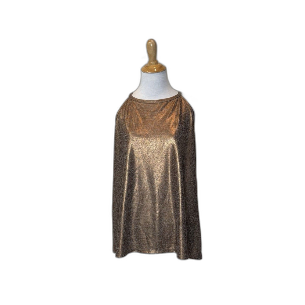 Dantelle Metallic Knit Top Bronze Sleeveless Surplice Hi Neck Blouse Top Medium